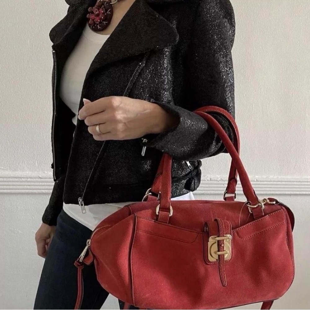 Hugo Boss Red Suede Satchel